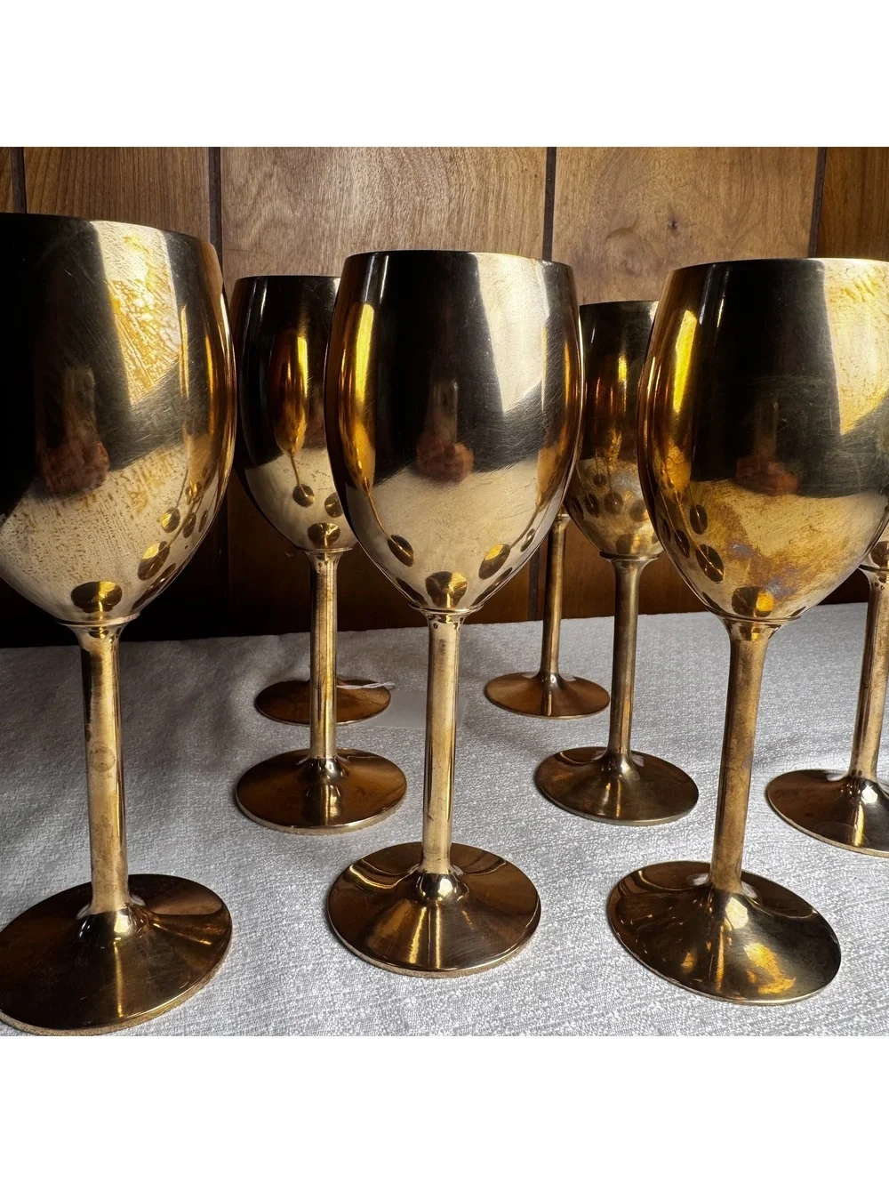 Vintage Solid Brass Wine Goblets Set of 2 7” Stemware Wedding Toasting